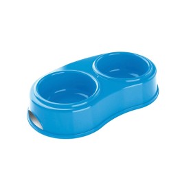 Ciotola doppia in plastica Ø 30 cm con gommini antiscivolo per cani e gatti