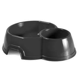 Ciotola doppia ovale in plastica per cani e gatti
