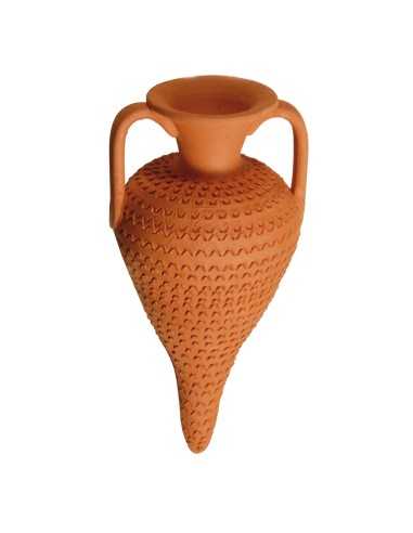 Anfora striata in argilla per acquario 15 cm - Acquafriend