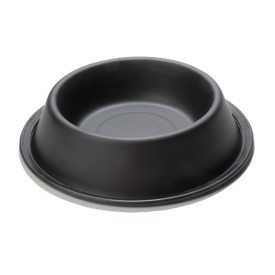 Matt black stainless steel bowl with anti slipping rubberized base - Record