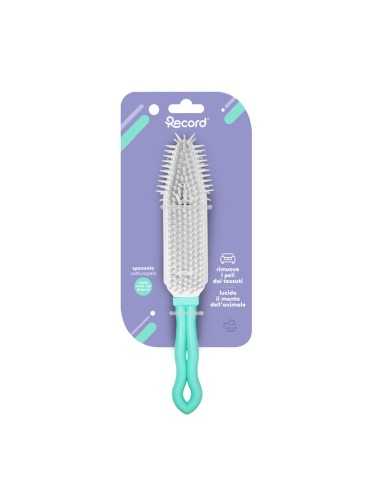 Pet and fabric hair capture brush with rubber bristles - Record