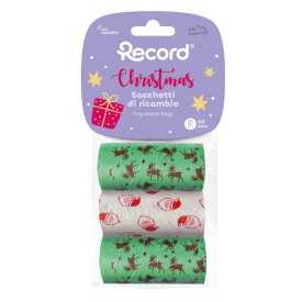Christmas hygienic bags for dogs , 3 rolls/60 bags 27x30 cm - Record