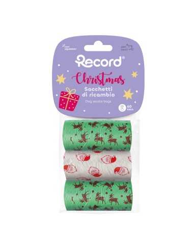 Christmas hygienic bags for dogs , 3 rolls/60 bags 27x30 cm - Record