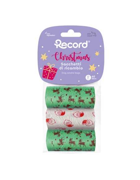 Christmas hygienic bags for dogs , 3 rolls/60 bags 27x30 cm - Record