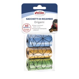 Sacchetti igienici per cani Origami, 3 rotoli/60 sacchetti 27x30 cm