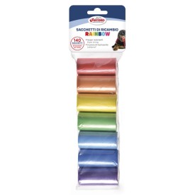 Sacchetti igeinici per cani Rainbow mini, 7 rotoli/140 sacchetti 26x20 cm