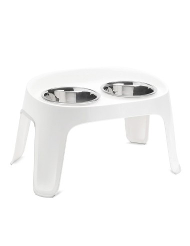 Ciotola doppia inox Ø 20 cm con supporto in plastica rialzato e piedini antiscivolo