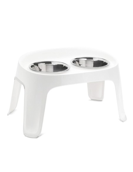 Ciotola doppia inox Ø 20 cm con supporto in plastica rialzato e piedini antiscivolo