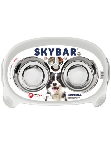 Ciotola doppia inox Ø 20 cm con supporto in plastica rialzato e piedini antiscivolo