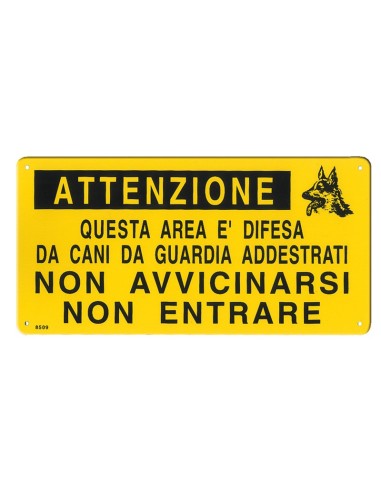 Targa in metallo "Area Difesa da cani addestrati"