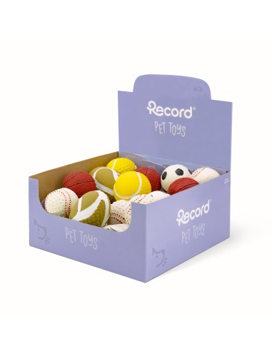 Latex dog toy with squeaker FarmDisplay 24 pcs - Record