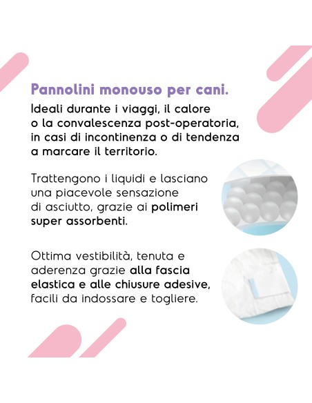 Pannolini assorbenti per cani con fascia elastica - Record
