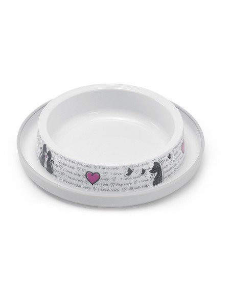 Ciotola bianca in plastica antiformiche e antiscivolo, Decorazione sul bordo