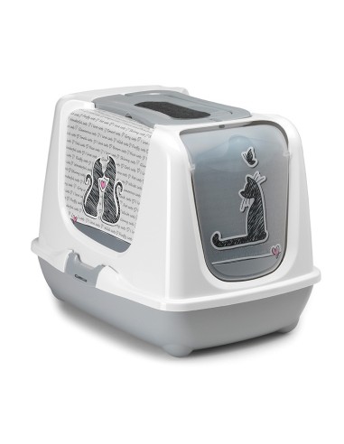 Bacinella igienica coperta per gatti con paletta e filtro al carbone, Linea Con amore