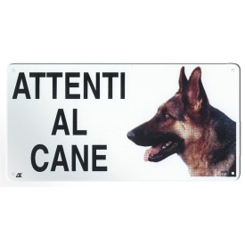 Targa in metallo Attenti al cane con immagine cane