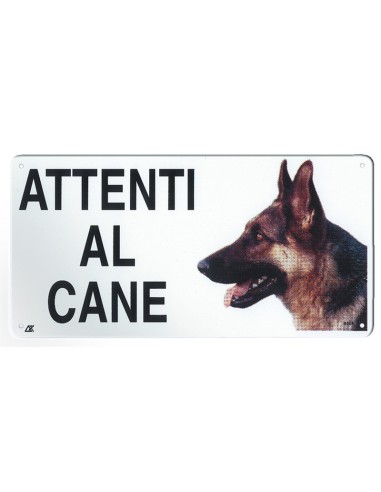 Targa in metallo Attenti al cane con immagine cane