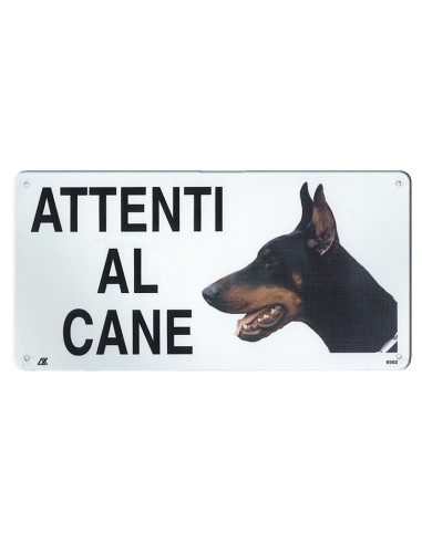 Targa in metallo Attenti al cane con immagine cane