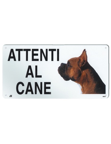 Targa in metallo Attenti al cane con immagine cane