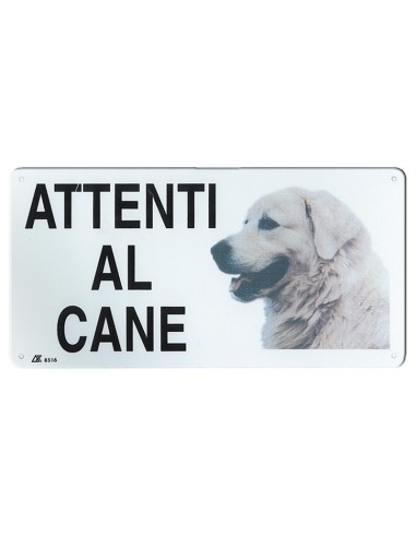 Targa in metallo Attenti al cane con immagine cane