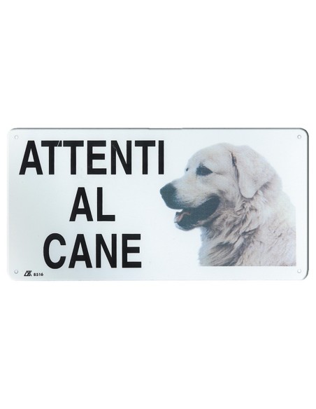 Targa in metallo Attenti al cane con immagine cane