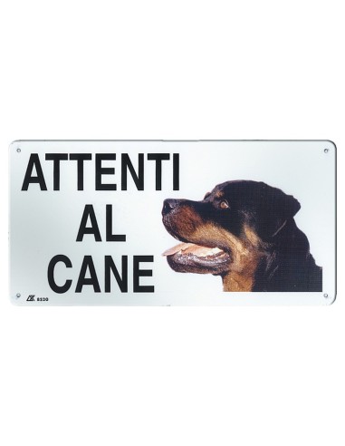 Targa in metallo Attenti al cane con immagine cane