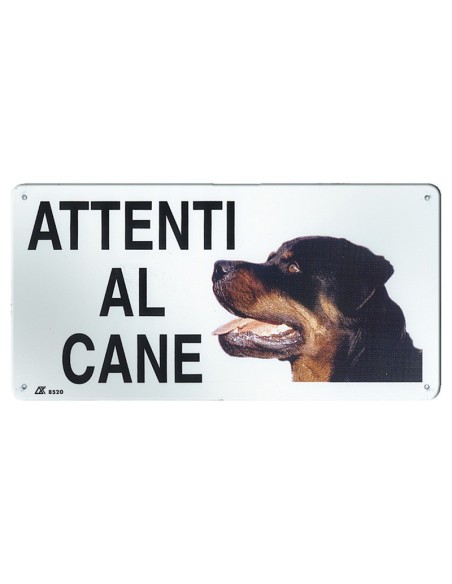 Targa in metallo Attenti al cane con immagine cane