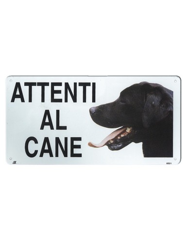 Targa in metallo Attenti al cane con immagine cane