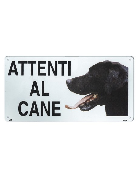 Targa in metallo Attenti al cane con immagine cane