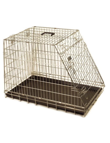 Gabbia obliqua pieghevole in ferro zincato per trasporto cani