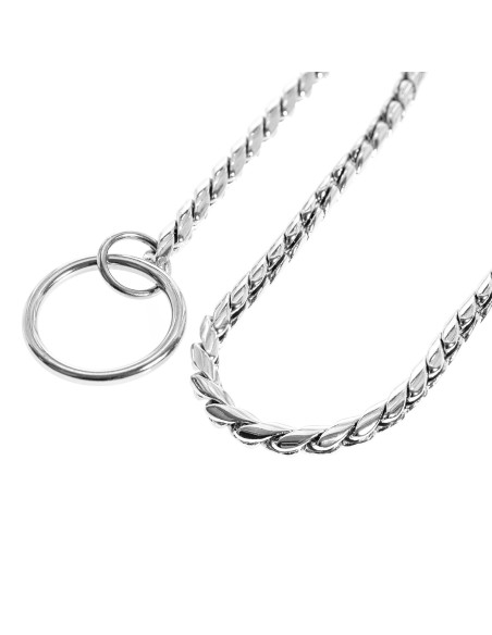 Dog collar with thin snake chain choke - Record