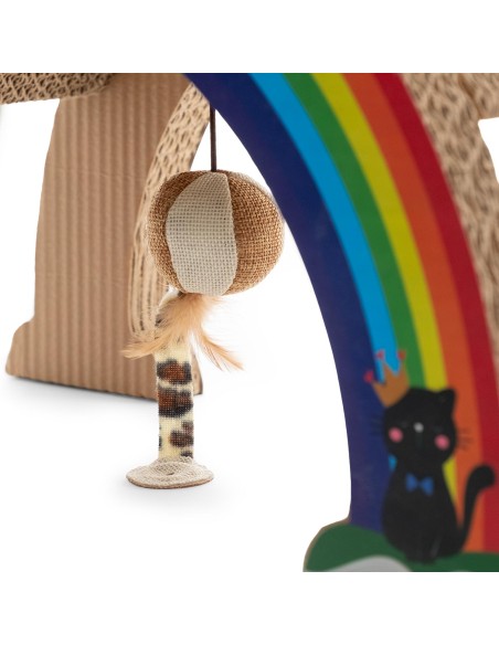 Rainbow cardboard cat scratcher with catnip - Record