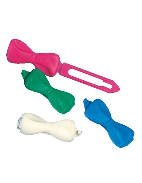Fiocchetti in plastica lisci grandi per operazioni di toelettatura. Diponibili in diversi colori assortiti. - Record
