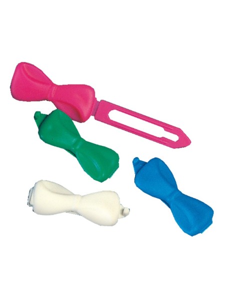 Fiocchetti in plastica lisci grandi per operazioni di toelettatura. Diponibili in diversi colori assortiti. - Record