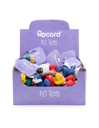 Gioco per cani in lattice con squeaker Mini Zoo Display 36 pcs - Record