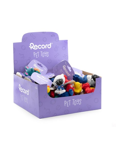 Latex dog toy with squeaker Mini zoo Display 36 pcs - Record