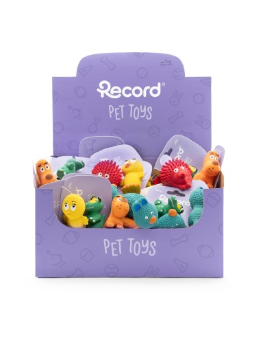 Gioco per cani in lattice con squeaker Tiny toys Display 36 pcs - Record