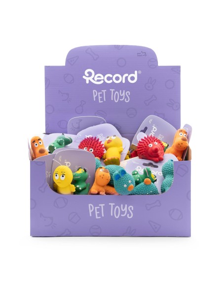 Gioco per cani in lattice con squeaker Tiny toys Display 36 pcs - Record