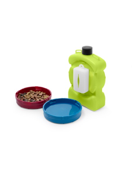 Aquacroc multi-purpose water bottle with built-in bowls and hygiene bag holder - Record