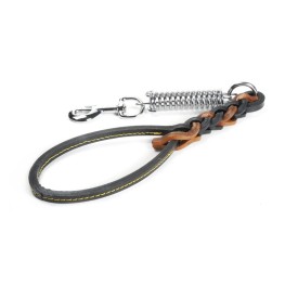 Triple plait leather leash with steel spring 50 cm - Record