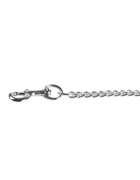 Triple plait leather leash with 60 cm steel chain - Record