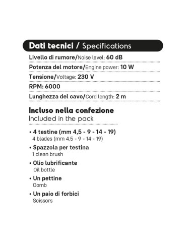 Tosatrice per cani con filo Type 1400 serie A5 - Moser
