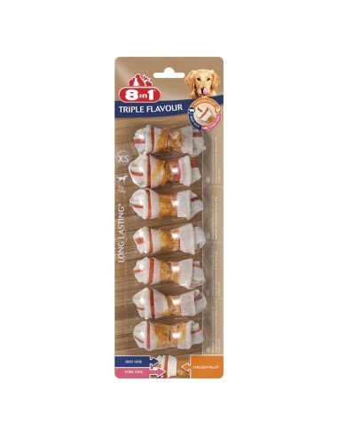 Mini ossi nodati per cani 8in1 Triple Flavour - 8in1