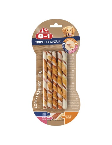 Twisted sticks per cani 8in1 Triple Flavour - 8in1