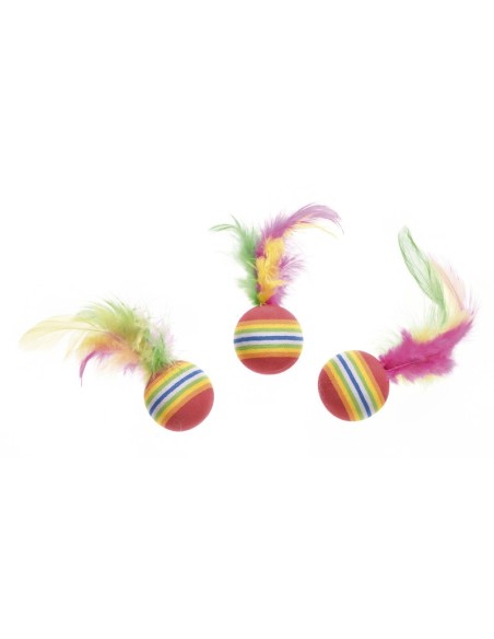Soft rubber cat balls with feathers Display 60 pcs - Record