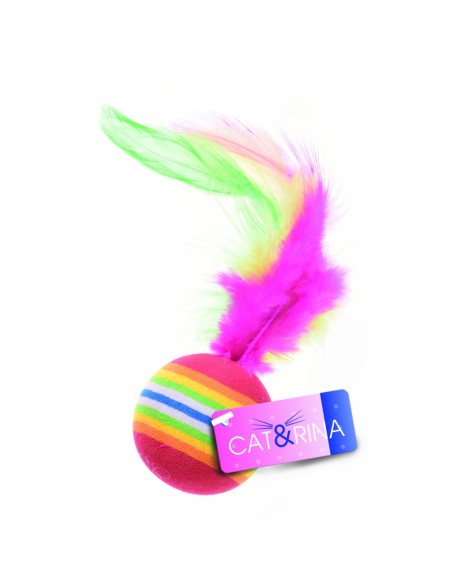 Soft rubber cat balls with feathers Display 60 pcs - Record