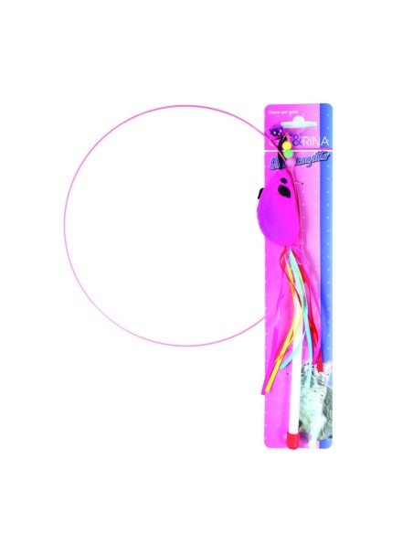 Cat teaser pole with pink mouse 6 pcs/pack - Cat&Rina
