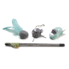 Cat teaser 3in1 stick with 3 interchangeable toy 6 pcs/pack - Cat&Rina