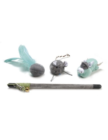 Cat teaser 3in1 stick with 3 interchangeable toy 6 pcs/pack - Cat&Rina