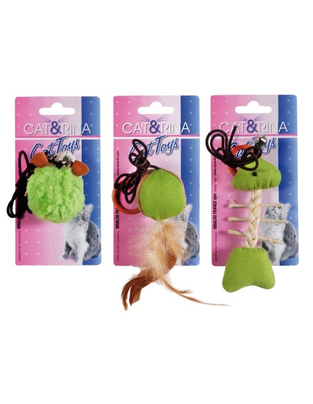 Cat toys with elastic band green assorted 12 pcs/conf. - Cat&Rina