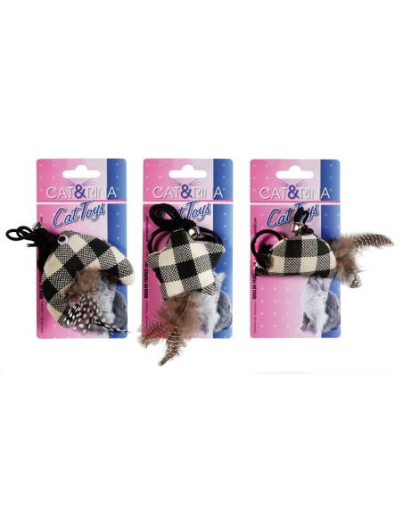 Cat toys with elastic chequers assorted 12 pcs/conf. - Cat&Rina